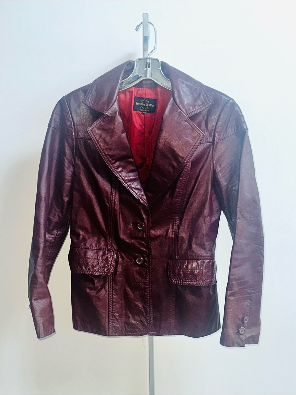 1970s VTG Burgundy leather Blazer Jacket